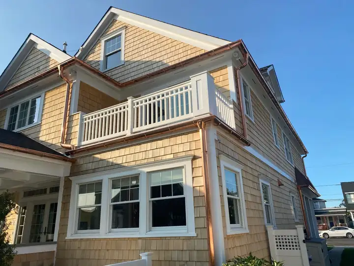 Two-family house with finished exterior work